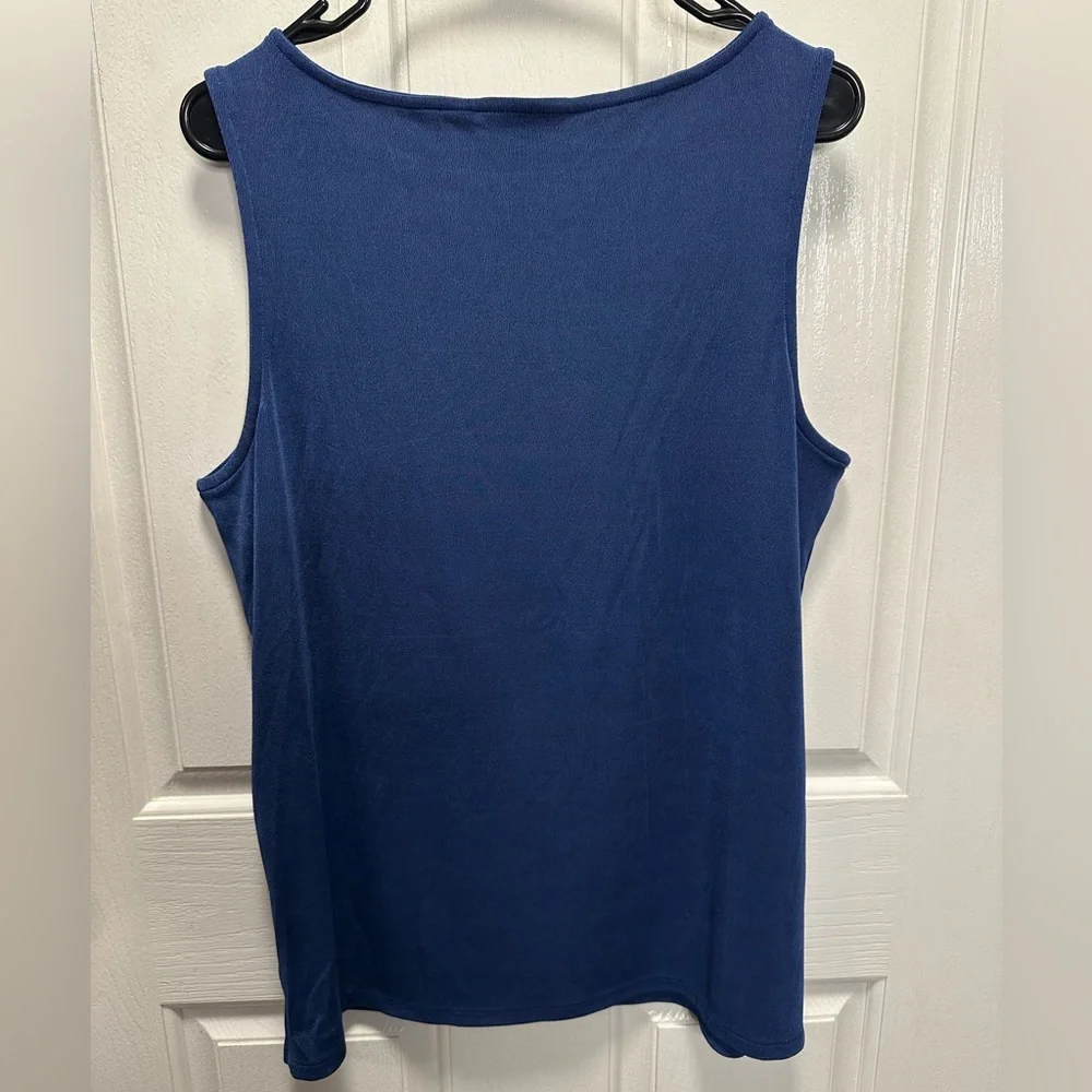 Chico’s Women’s Scoop Neck Sleeveless Tank Top Stretchy Navy Blue, US Large - Picture 4 of 7